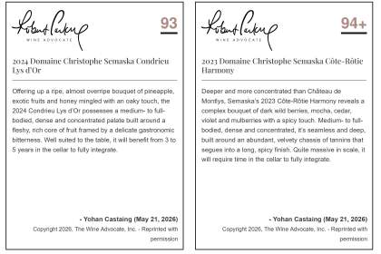 Wine advocate 2026 Robert Parker Notes 2026 Domaine Chrsitophe Semaska Côte-Rôtie Condrieu Saint-joseph Ampuis Vins <br />